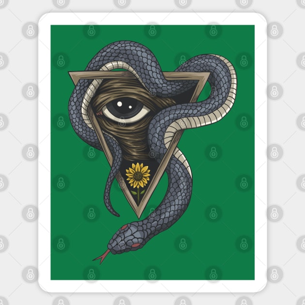 Snake One Eye Illustration Magnet by Mako Design 